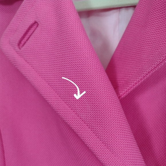Banana Republic Hot Pink Woven Textured Cotton Double Breasted Pea Coat Medium - Picture 13 of 16